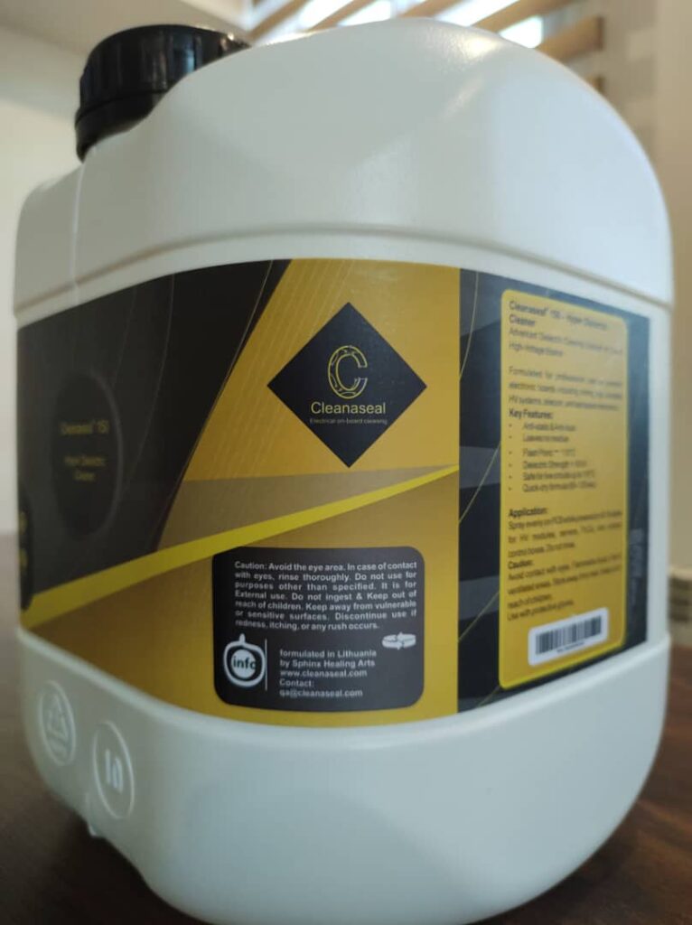 Cleanaseal THV 150 10 liter container designed for high-dielectric and high-voltage electrical cleaning